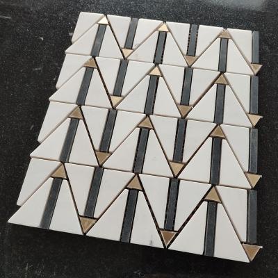 China Modern Gold Tiles Whole Sheet Sale Price Mosaic Waterjet Marble Stone for sale