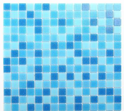 China Blue Parquet 20x20mm Pool Glass Mosaic Slabs for sale