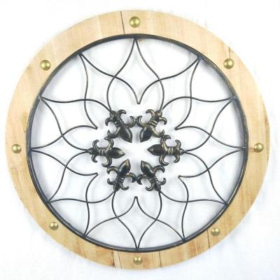 China Africa Round Frame Grill Metal Shabby Wooden Wall Art Decoration for sale