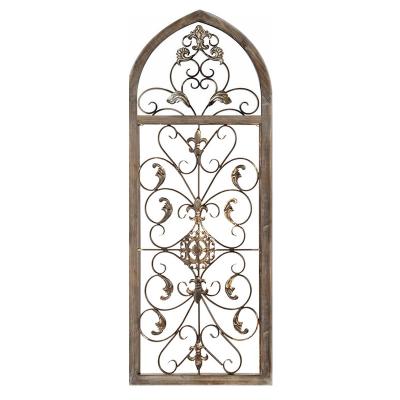 China Art Decor Custom Arched Cathedral Window Sashes Vintage Wood Specialty Shapes Windows For Mansion Garden Wall Decor for sale