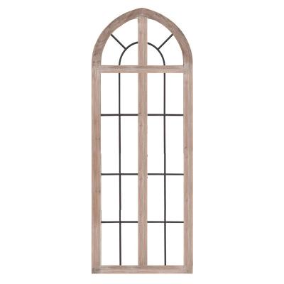 China Art Decor Custom Arched Decorative Rustic Wooden Window Sash Wall Art Window Sash For Cathedral Mansion Villa Hanllways for sale