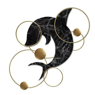 China Farmhouse Wholesale Ocean Handmade Black Fish Decorative Metal Wall Art for sale