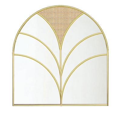 China Art Decor Wholesale Custom Luxury Modern Golden Arch Wall Hanging Mirror for Living Room and Hotel for sale