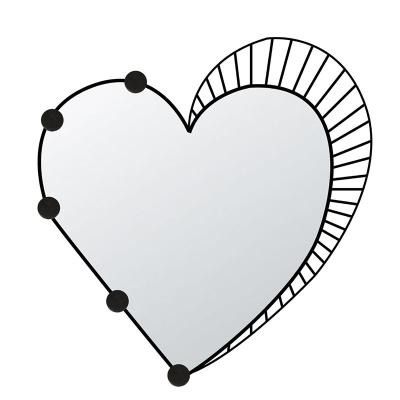 China Art Heart Mirror For Living Room Art Decor Minimalist 3D Iron Metal Bathroom Wall Decoration New Original Custom for sale