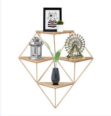 China Custom Wholesale Minimalist Diamond Floating Shelves Wall Mounted Geometric for sale