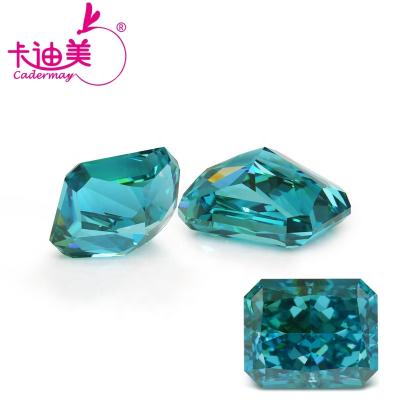 China / Hot Sale Rectangle Paraiba Synthetic Tourmaline 9x11mm Emerald Green Blue Gemstones Lab Created Loose Stones For Jewelry Making for sale