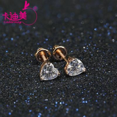 China TRENDY D Color VVS1 0.5ct White Heart Cut Moissanite Earrings Wholesale 14k Rose Gold Moissanite Diamond Ear Studs Engagement Jewelry for sale