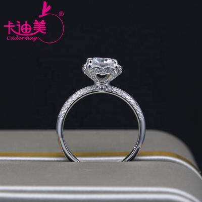 China Cadermay CLASSIC Jewelry 14K 18K Classic Ring With White 1ct D VVS Gold Round Brilliant Moissanite Engagement Wedding Rings For Women for sale