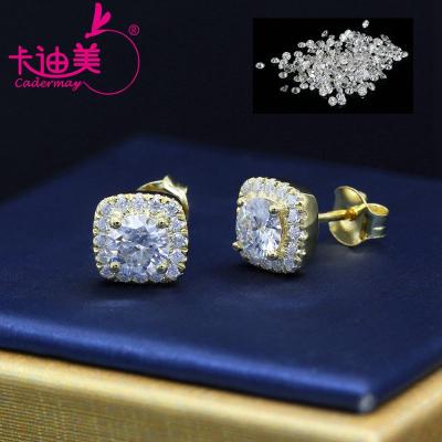 China Fashion Jewelry 14k/18k Yellow Gold Round Brilliant Cadermay Moissanite Cut Earring for sale