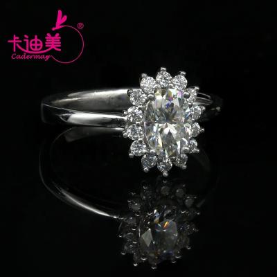 China CLASSIC Jewelry 925 Silver Snow Flower Cadermay 5x7 Moissanite White Moissanite Diamond Ring For Wedding Lady Ring for sale