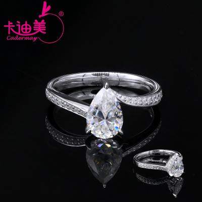 China Cadermay TRENDY Charming 14K 18K Pear Shape 6x9mm 1.5ct Moissanite Diamond Fashion Design Jewelry Ring for sale