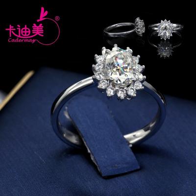 China Cadermay TRENDY Flower 14K 18K Fancy Oval Shape 5x7mm 1CT Moissanite Diamond Trendy Design Jewelry Ring for sale