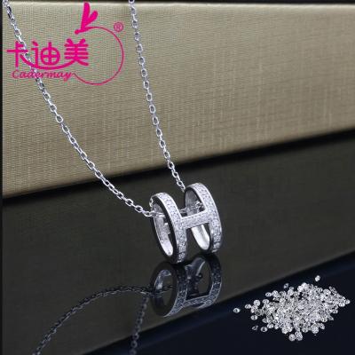 China Cadermay Trendy Fashion Jewelry Necklace 14K 18K White Gold Moissanite Diamond H Pendant Necklace for sale