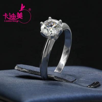 China Cadermay CLASSIC 14K 18K D VVS Round Brilliant Shape 6.5mm Moissanite Diamond Classic Solitaire Jewelry Ring for sale