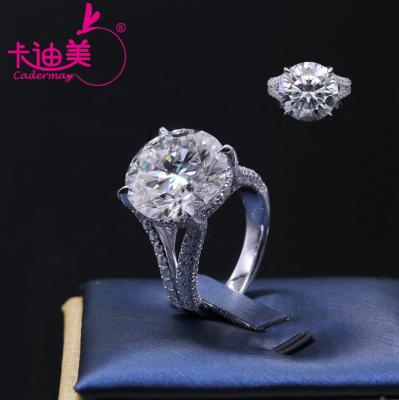 China Brilliant Cut 15mm 12CT Moissanite Diamond Luxury Jewelry Cadermay 14K 18K FASHIONABLE Generous Round Ring for sale