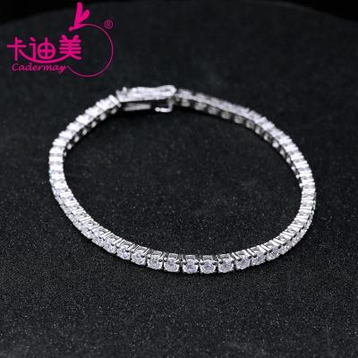 China Customized S925 by Cadermay CLASSIC Sterling Silver Round Brilliant Cut 3mm 4mm 5mm Moissanite Diamond Jewelry Clasp Bracelet for sale