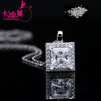 China CLASSIC 2ct vvs moissanite diamond necklace S925 princess pendant cut customized by Cadermay D for jewelry for sale