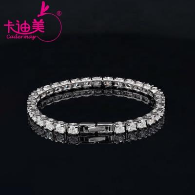 China Hiphop Cadermay customized bling 3mm bling to 5mm D vvs moissanite diamond tennis chain bracelet jewelry for sale