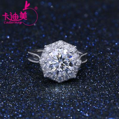 China CLASSIC Cadermay Jewelry Sterling Silver Moissanite Wedding Ring 3CT Fashion Jewelry Engagement Party Gift For Women for sale