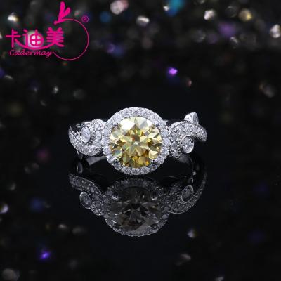 China Cadermay FASHION Jewelry 925 Sterling Silver Custom Yellow 8MM Moissanite Diamond Engagement Wedding Ring For gifts for sale