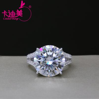 China White Moissanite Ring Set In S925 Silver Cadermay Cut Synthetic CLASSIC Big Size Diamonds D VVS 12ct Jewelry 15MM Moissanite Excellent for sale