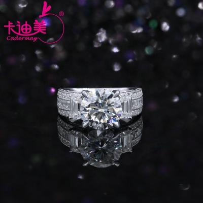 China Luxury Custom Cadermay Silver Moissanite Ring FASHION D VVS1 3CT Round Diamond Moissanite Engagement Half Eternity Brilliant Ring Band for sale