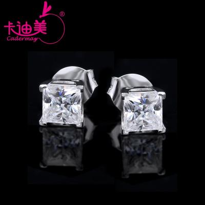 China CLASSIC Silver White Cadermay Jewelry S925 Princess Cut 0.5ct DEF Moissanite Earring Studs In Wholesale Price for sale