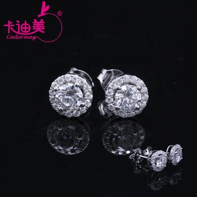 China Fashionable Stylish Gift from Cadermay S925 Sterling Silver Round Shape 5mm Moissanite Diamond Bojou Earring Studs For for sale