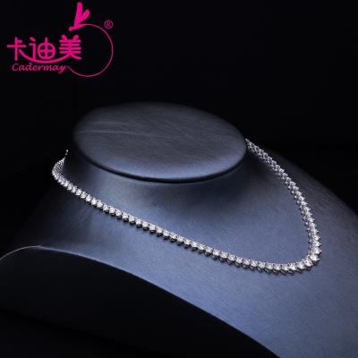 China CLASSIC Cadermay S925 Silver Hip Hop Jewelry Graduated Moissanite Tennis Necklace White Gold Plated Customize Link Chain for sale