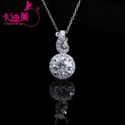 China Cadermay CLASSIC Customize S925 Shiny Silver 3CT D VVS Round Cut Moissanite Diamond Pendant Necklace Cloud Shape Pendants for sale