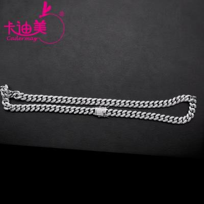 China Hiphop Cadermay Hip Hop S925 Silver 12mm Iced Out Cuban Link Clasp Chain Necklace for sale