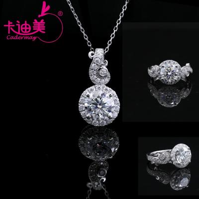 China Set D VVS1 3ct Fashionable Round Jewelry Set D VVS1 3ct Cadermay Silver925 Cut Shiny Moissanite Diamond Pendant Ring Cloud Shape for sale