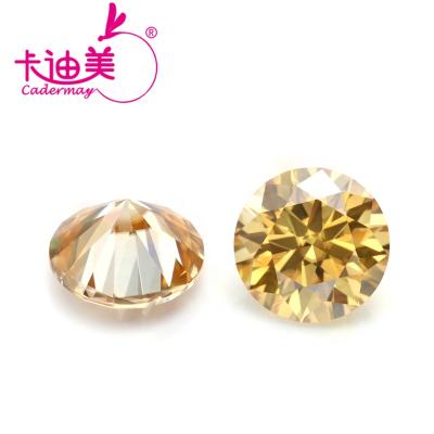 China Jewelry Making Cadermay Jewelry Golden Yellow Moissanite Loose Round Brilliant Cut VVS Moissanite Stone For Jewelry Making for sale