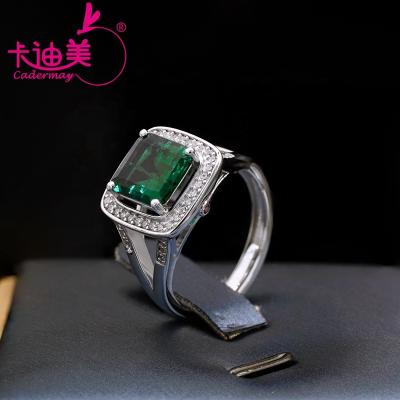 China TRENDY 925 Sterling Silver Lab Emerald Ring with Diamond 8x8mm Emerald Engagement Jewelry Synthetic Square Moissanite Melee for sale