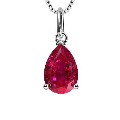 China Corundum Gemstone Jewelry Lab Grown CLASSIC Synthetic Ruby Necklace Factory Wholesale Price Pear Shape Silver925 for sale