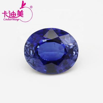 China Jewelry making at Cadermay Sapphire Lab Grown Oval Shape Sapphire Loose Stones For Royal Jewelry making 7x9 10x12 12x14 13x18mm for sale