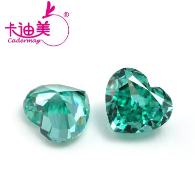 China /Icy Green Loose Synthetic Stones Crushed Cut Heart Zircon Wholesale Price 9x10mm CZ Gemstones For Jewelry Making for sale