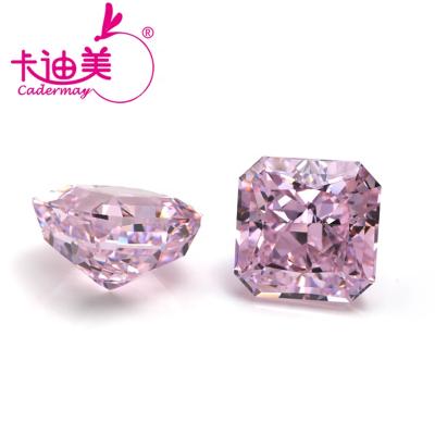 China Jewelry Making 8A Grade Crushed Ice Cut Pink Color CZ Fancy Cushion Shape Zircon High Quality Synthetic CZ Loose Stone For Jewelry Making for sale