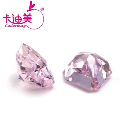 China Jewelry Making 8A Crushed Iced Cut CZ Gemstone Pink Color Good Quality Synthetic Zirconia 12X12mm Octagon Square Shape For Jewelry Making for sale