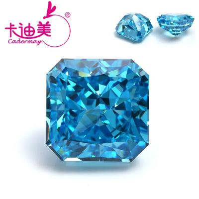 China Jewelry Making Good Quality Crushed 8A Ice Cut Blue Color CZ Loose Stone Cushion Shape Synthetic Fancy Zircon Loose For Rings for sale