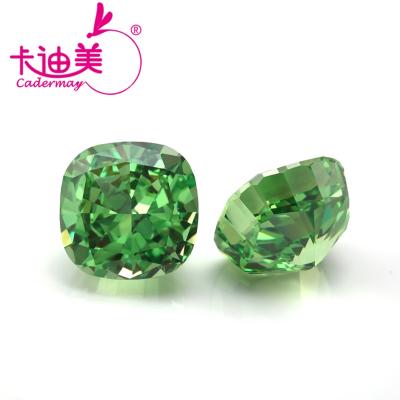 China / High Quality Iced Green Color Cushion Cubic Zirconia Cut 10mm Loose Synthetic Gemstone Square Shape CZ Stone For Jewelry Making for sale