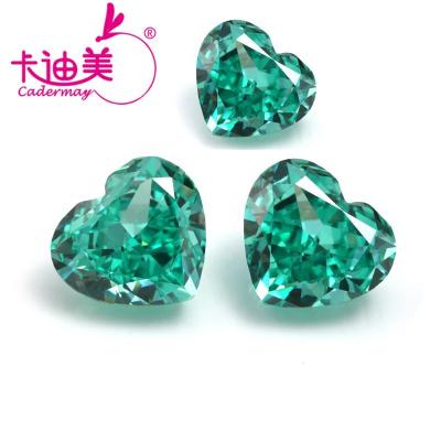 China Cadermay High Quality 9x10mm Crushed Cut Green Iced Out Zircon Necklaces For Jewelry Making for sale