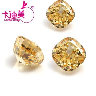 China Jewelry Making Cadermay 8A Zircon Cushion Yellow Gemstones To Make Ring Earring Necklace for sale