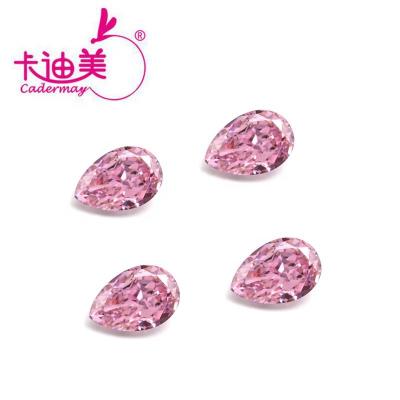 China Color Play or Wholesale Cadermay Pear Fire Pink Zircon 10x12mm Synthetic Loose Zircon for sale