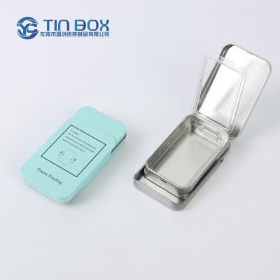 China Recycled Materials Wholesale Metal Reusable Tin Gift Travel Hinge Metal Tins Packaging Box Keychain Cards Cr Tin Cans Box For Food for sale