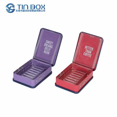 China Recycled Materials Child Proof Tin Portable Metal Candy Pencil Box Card Holder Tin Case Boxes With Starch-Based Insert for sale