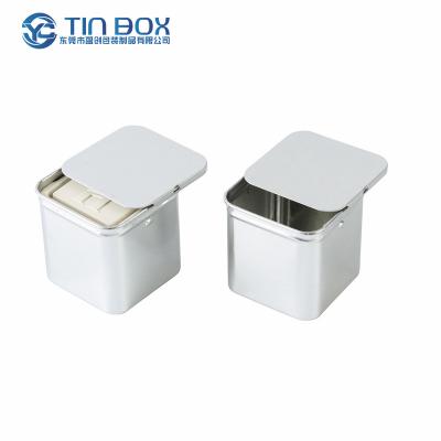 China Recyclable Custom Metal Hinged Mini Small Mint Candy Tin Box Sliding Candy Jewelry Metal Parcel Tin Box With Window for sale