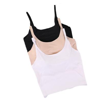 China Summer Women's Breathable Traceless Bralette Sleep Crop Tops Seamless Camisole With Removable Pads for sale