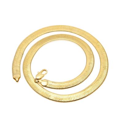 China Europe and America gold silver flat brass snake chain for women men charm fashion snake chain necklace hip-hop jewelry for sale