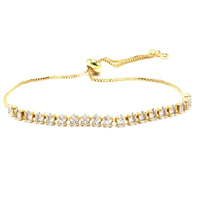 China New Fashion Punk Fashion Full Zircon Single Row Diamond Charm Micro Inlaid Adjustable Crystal Bangle Bracelet for sale